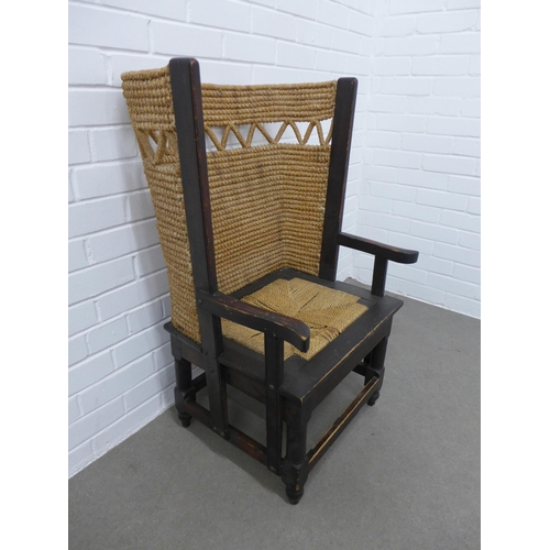 254 - Orkney chair with an unusual pierced bac, 93 x 56 x 41cm