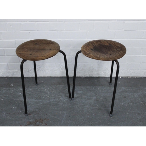 265 - Pair of vintage plywood stools with metal legs, 31 x 45cm