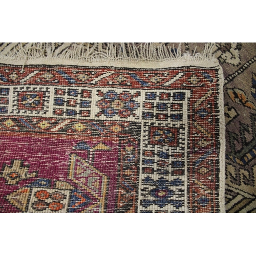 267 - Persian runner, ivory field with a pole medallion and multiple geometric borders,  warped, 310 x 85c... 