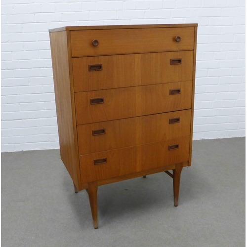 278 - Vintage teak chest with five long drawers, stamped Nathan, 106 x 69 x 45cm