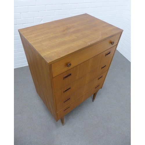 278 - Vintage teak chest with five long drawers, stamped Nathan, 106 x 69 x 45cm