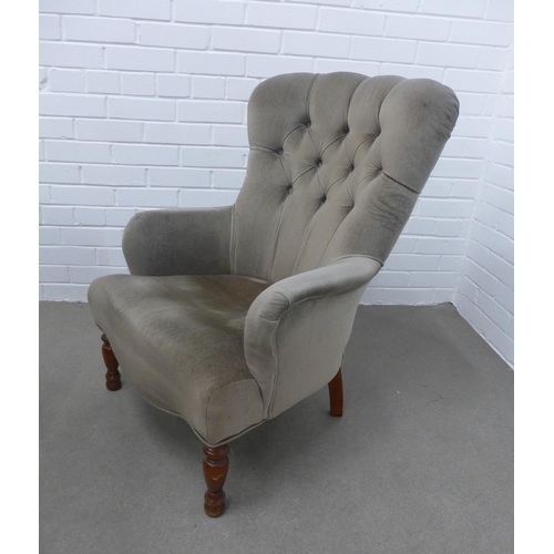 279 - Pair of button back upholstered armchairs. 86 x 64 x 45cm (2)