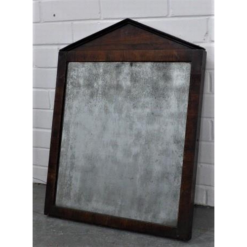 286 - Rosewood mirror with an arched top over a rectangular distressed plate mirror , 49 x 63cm