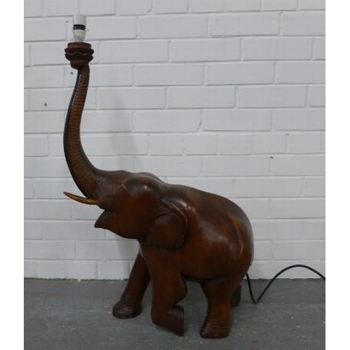 287 - Hardwood elephant floor lamp, 50 x 84cm