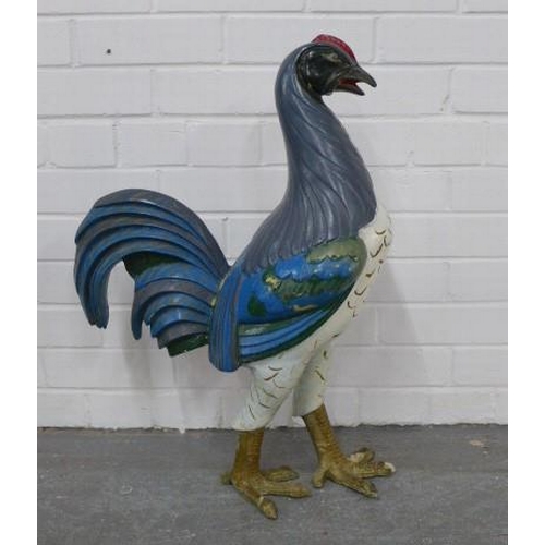 288 - Painted fibreglass / resin cockerel, 45 x 65cm