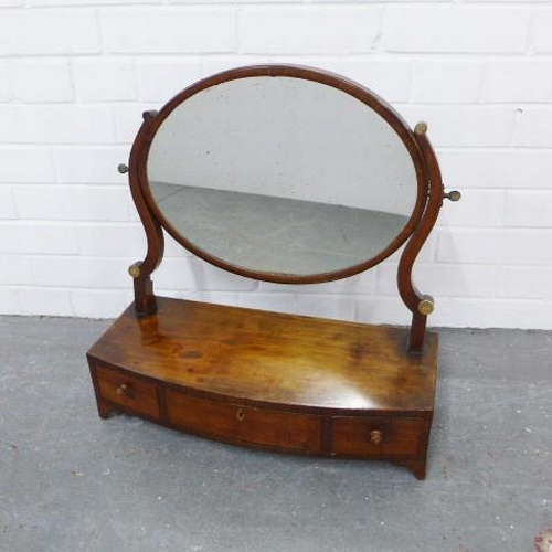 297 - Mahogany dressing mirror with three drawers, 52 x 54cm, and a pine wine rack (2)