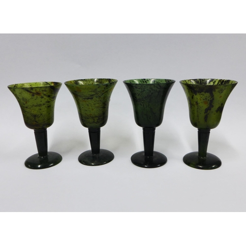 307 - Cased set of four green jadeite goblets (4)