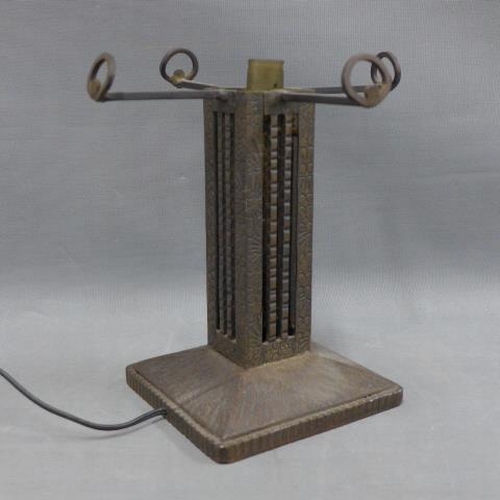 321 - Bronze patinated metal table lamp base, 23cm