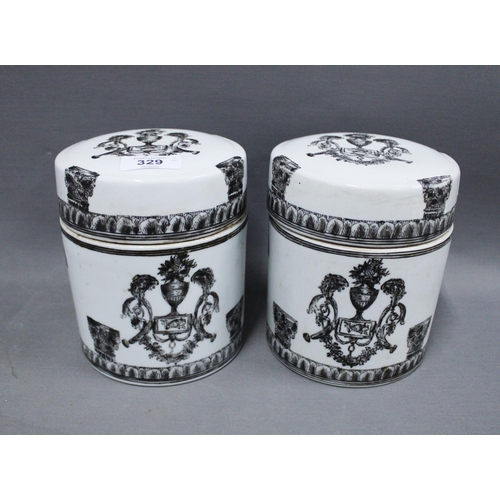 329 - Pair of chinoiserie style jars and covers (2)