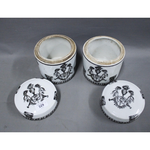 329 - Pair of chinoiserie style jars and covers (2)