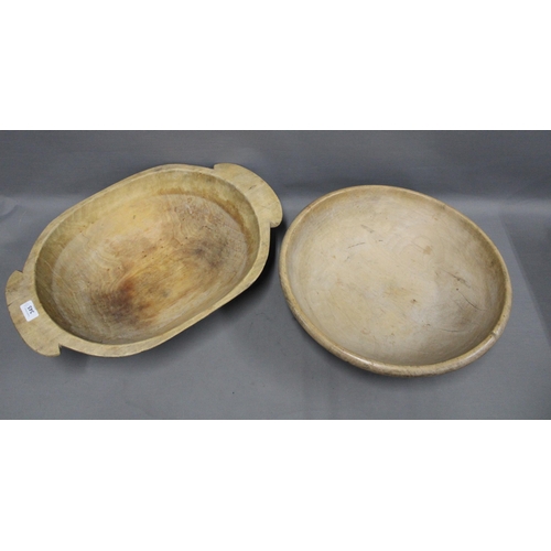 345 - An oval wooden tub and another of circular form, largest 56cm (2)