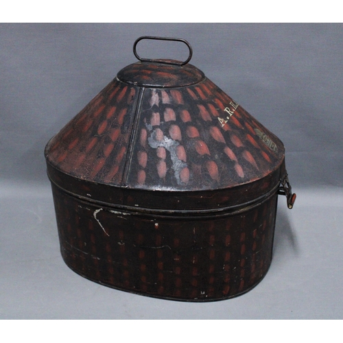 346 - Wm Anderson, Military Outfitters, toleware hat box, 36cm high