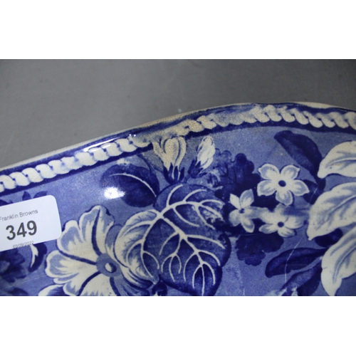 349 - Staffordshire blue and white transfer printed meat dish, 53cm