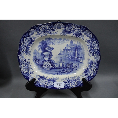 351 - Staffordshire blue and white transfer printed ashets to include Stone China, Marmora and Ironstone C... 