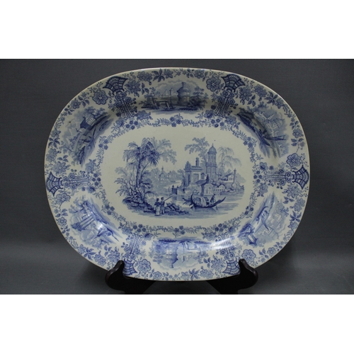 351 - Staffordshire blue and white transfer printed ashets to include Stone China, Marmora and Ironstone C... 