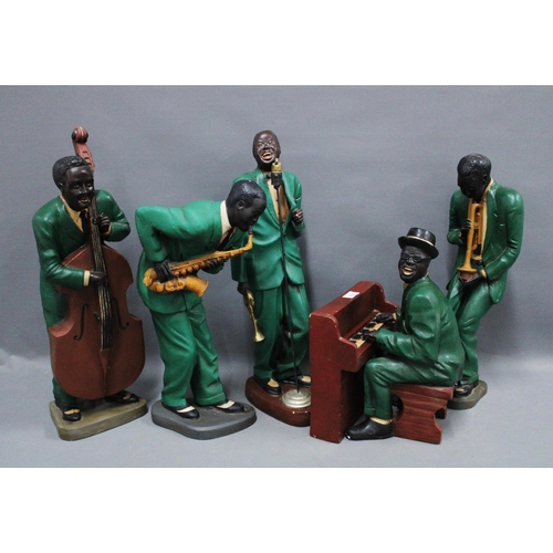 353 - Five piece jazz band, painted composite, tallest 55cm (5)