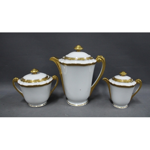 354 - Limoges 12 place porcelain teaset, white glazed with gilded rims (27)