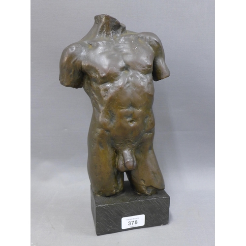 378 - Jacques Le Nantec limited edition bronzed resin torso, signed, dated '87 and numbered 49/1000, 33cm