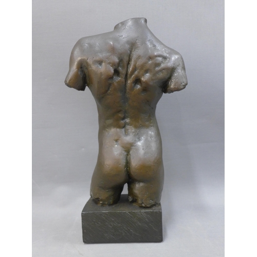 378 - Jacques Le Nantec limited edition bronzed resin torso, signed, dated '87 and numbered 49/1000, 33cm