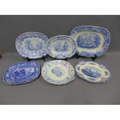 383 - Collection of Staffordshire blue and white transfer printed pottery patterns to include Parma, Sketc... 