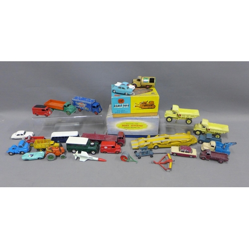 398 - Dinky Supertoys Goods Yard Crane 973, boxed, Corgi Euclid TC.12 Tractor with Dozer Blade, boxed and ... 