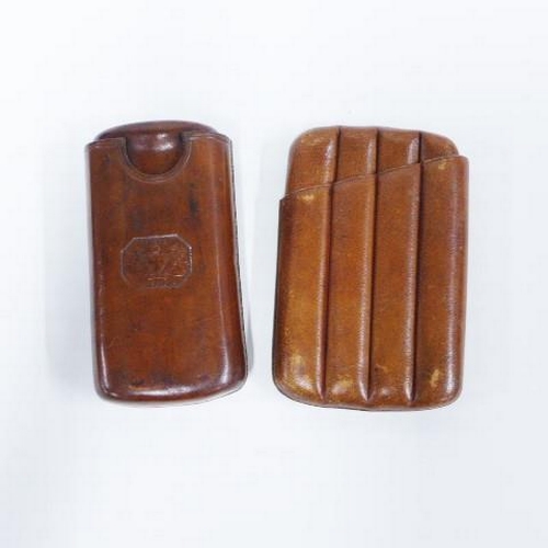 404 - Two brown leather cigar cases (2)