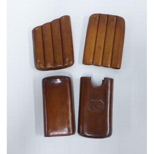 404 - Two brown leather cigar cases (2)