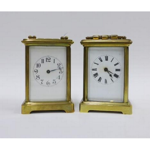 415 - Two brass cased carriage clocks, 14cm including handle (2)