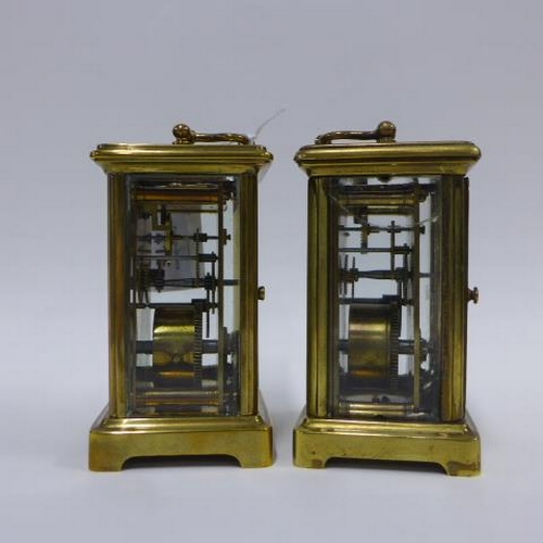 415 - Two brass cased carriage clocks, 14cm including handle (2)