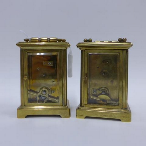 415 - Two brass cased carriage clocks, 14cm including handle (2)