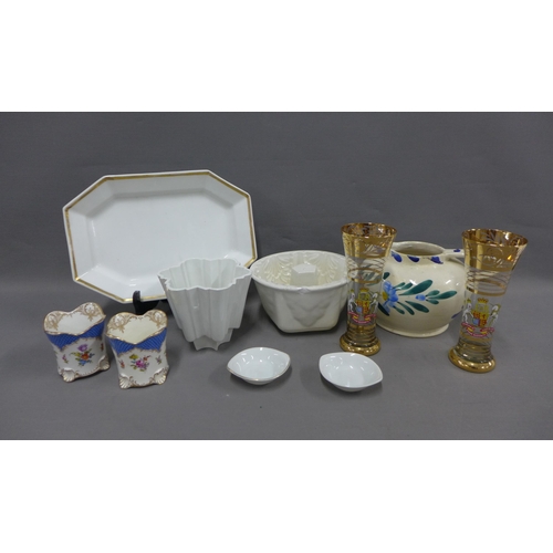 419 - Mixed lot to include a Shelley pottery mould, serving dishes, vintage glasses, etc (a lot)