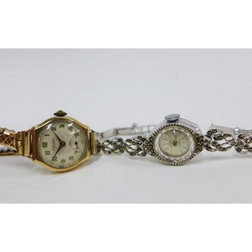 62 - Ladies vintage 9ct gold cased Rotary wristwatch, inside of case stamped 375 and numbered 87757 toget... 