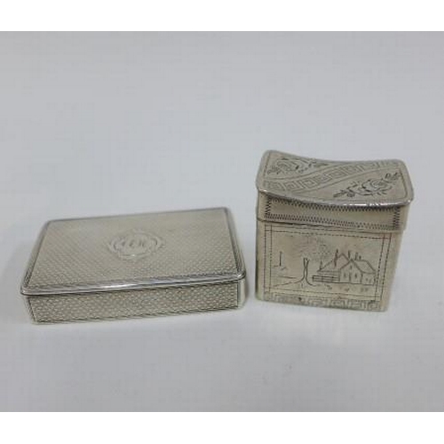 75 - Victorian silver snuff & vesta box, Edinburgh 1864, 5.5cm, continental silver pill box, silver cigar... 