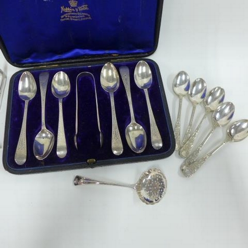 76 - Pair of George V silver toast racks, Sheffield 1925,  George V silver egg cup, London 1932, Hamilton... 