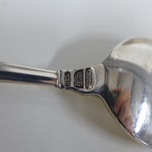 79 - Georg Jensen, Denmark, part suite of acorn pattern sterling silver flatware comprising six grapefrui... 