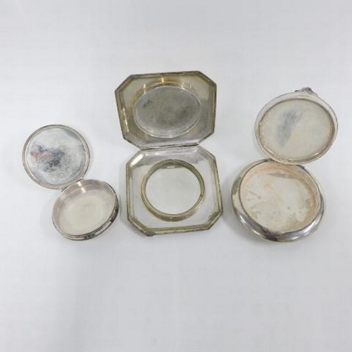 81a - Two Eastern white metal and niello powder compacts and a similar trinket box (3)