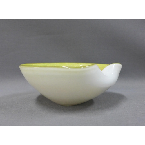 94 - Murano silver aventurine bowl with folded over rim, 15cm