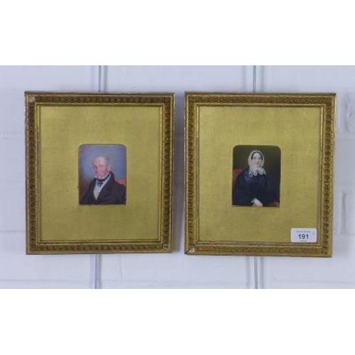 191 - Henry Lammond and Margaret (Peggy) Shand, a pair of  portrait miniatures, in glazed frames with gilt... 