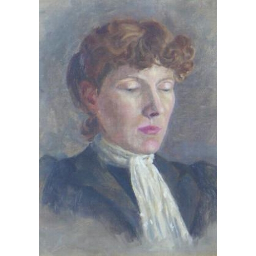 194 - Late 19th / early 20th century portrait of Ethel Leith Ross, oil on canvas, apparently unsigned, fra... 