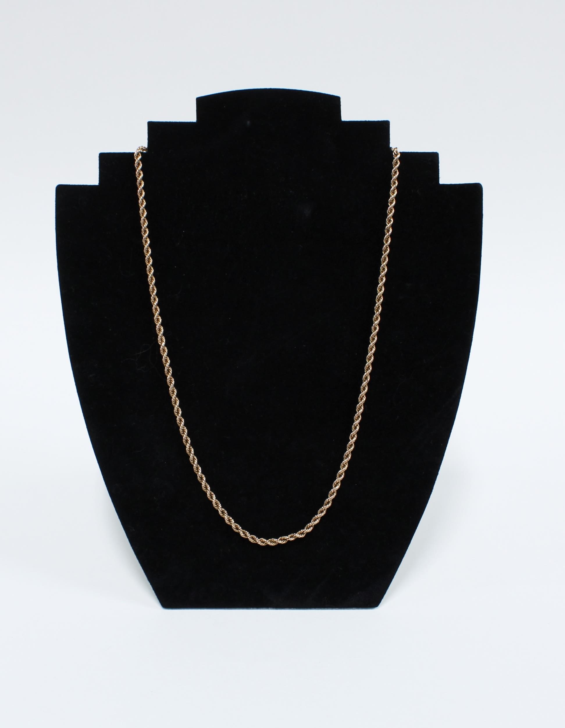 9ct gold rope twist chain necklace, marked 9c, approx 5.5g