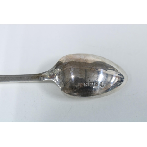 27 - QEII cased set of twelve silver teaspoons with matching sugar tongs, Birmingham 1958