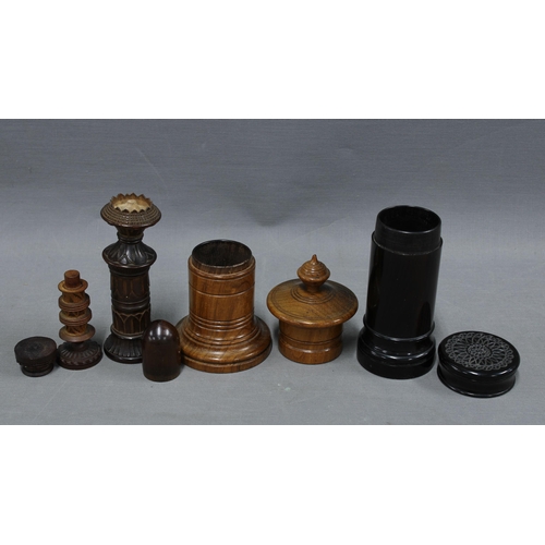 A collection of needle cases and boxes to include a brass thimble box