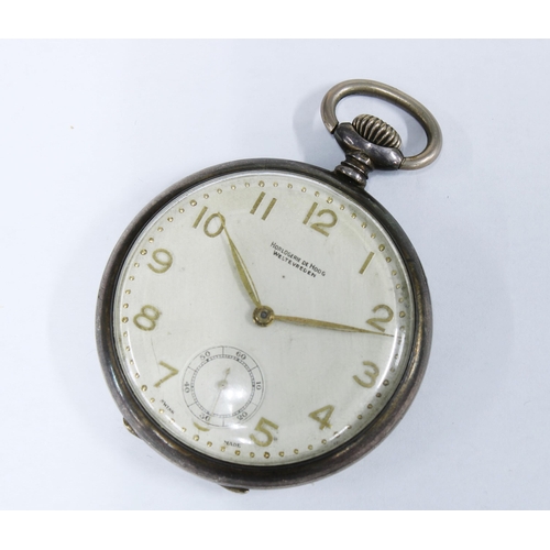 4 - Dutch silver case open faced pocket watch, inscribed Horlogerie De Hoog together with a Continental ... 