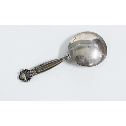 69 - Georg Jensen silver acorn caddy spoon with London import marks for  1931, 10cm