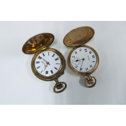 71 - Gold plated full hunter pocket watch, William IV silver cased open face pocket watch, Junghans pocke... 