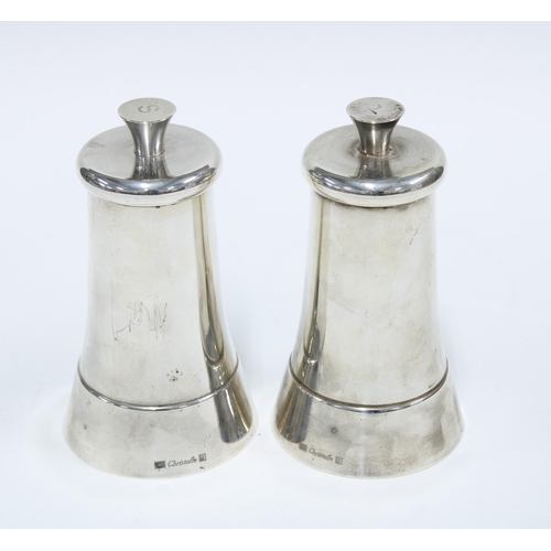 96 - Christofle silver plated salt and pepper grinders, 13cm (2)