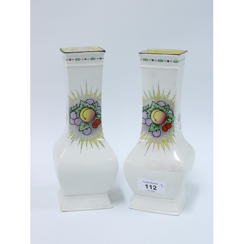 112 - Shelley Fruit Spray pattern vases with printed factory backstamps, (2) 21cm.