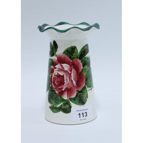 113 - Wemyss cabbage rose pattern vase, 15cm.