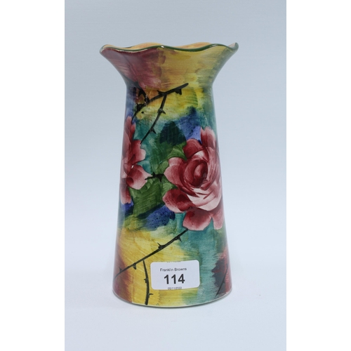 114 - Wemyss Ware Jazzy pattern vase, 20cm.