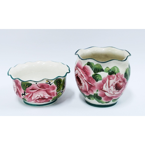 115 - Wemyss Ware Cabbage rose pattern planter and another of smaller size (2) 12 x 12cm.